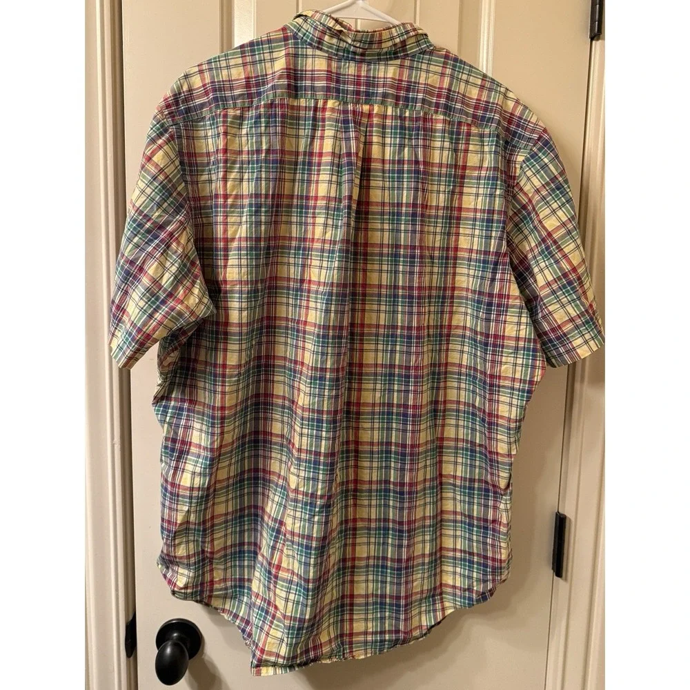 Polo Ralph Lauren Shirt XL Classic Fit Short Sleeve Plaid Madras Colorful Pony